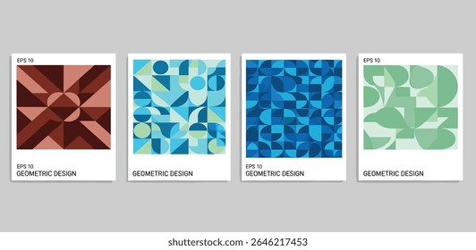 Design de capas na moda. Composições mínimas de formas geométricas. Aplicável a brochuras, cartazes, capas e faixas.