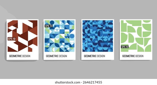 Design de capas na moda. Composições mínimas de formas geométricas. Aplicável a brochuras, cartazes, capas e faixas.