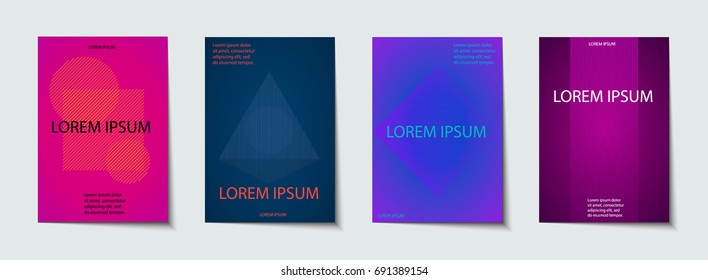 Trendy Covers set. Abstract, geometric, halftone pattern. Simple shapes with Modern, Minimal Design