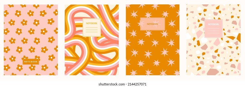 Trendy covers set. Cool abstract design. For notebooks, planners, brochures, books, catalogs etc. Vector illustration.