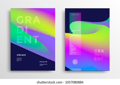 Trendy covers set with gradient shapes. Modern brigth backgrounds for flyer, poster, brochure. Vector template