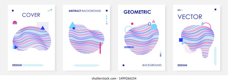 Trendy covers template set with abstract fluid shape. Vector geometric abstract poster collection.