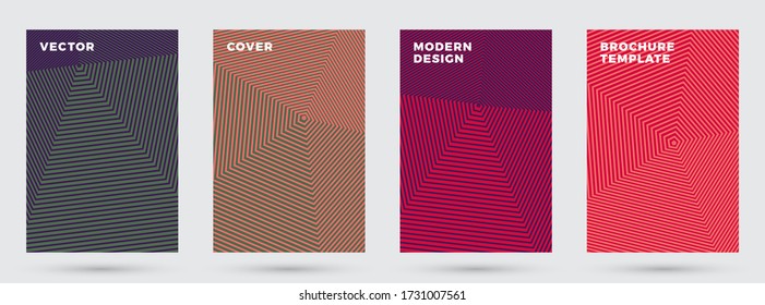 Trendy deckt Vektordesign ab. Geometrische Gradienten der Halbtonlinien. Auflistung der Layouts der Titelseite. Halftone Linien Textur flache Abdeckung. Hintergrundebene Vorlagen für Rechteck-Poster.
