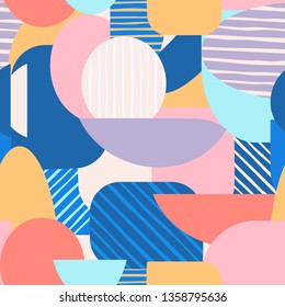 Trendy creative abstract vector illustration. Contemporary geometry background. Modern geometric shapes seamless pattern.