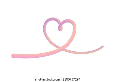 Trendy creative illustration with 3D drawing of heart. Love, relationship, and Valentine day concept. Pink, orange, violet very peri, soft pastel colors