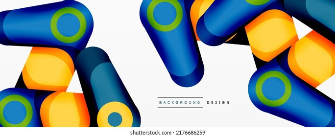 Fondo geométrico moderno y creativo. Composición de formas redondeadas abstractas para papel de pared, pancarta, fondo o aterrizaje