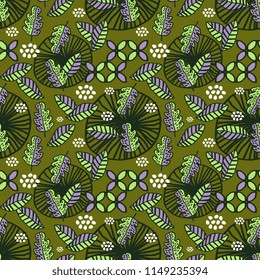 Trendy creative pattern of autumn leaves with green colors
