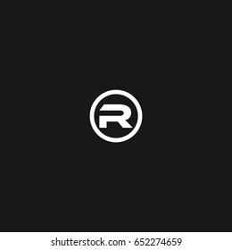 Trendy creative perfect clean rounded geometric tech black and white color R initial based letter icon logo.