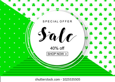 Trendy creative poster for St. Patrick's Day. Sale poster for the day of St. Patrick. Can be used for posters, templates, posters, flyers,.