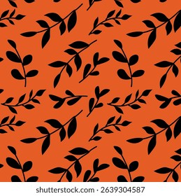 Trendy creative seamless pattern with hand drawn abstract leaves on green. For printing all cloth
