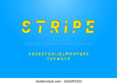 Trendy creative stripe theme alphabet font set