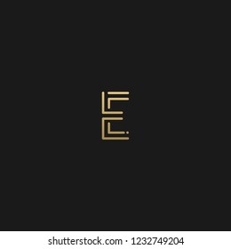 Trendy creative stylish doubled E black and golden color initial based letter icon logo