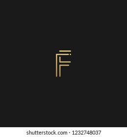 Trendy creative stylish doubled F black and golden color initial based letter icon logo