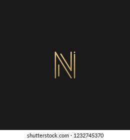 Trendy creative stylish doubled N black and golden color initial based letter icon logo