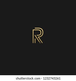 Trendy creative stylish doubled R black and golden color initial based letter icon logo