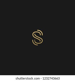 Trendy creative stylish doubled S black and golden color initial based letter icon logo