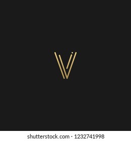 Trendy creative stylish doubled V black and golden color initial based letter icon logo