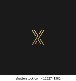 Trendy creative stylish doubled X black and golden color initial based letter icon logo