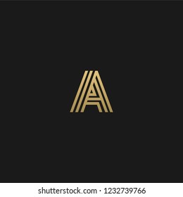 Trendy creative stylish lines A black and golden color initial based letter icon logo