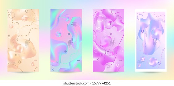 Trendy creative vector space gradient. A set of modern abstract covers. Rich design VIP. Future futuristic template with abstract current forms for banner design, poster, booklet, report, magazine.