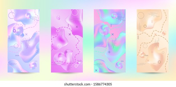 Trendy creative vector space gradient. A set of modern abstract covers. Creative fluid backgrounds from current forms to design a fashionable abstract cover, banner, poster, booklet.