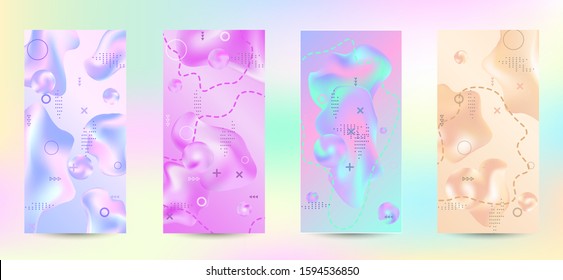 Trendy creative vector space gradient. A set of modern abstract covers. Rich design VIP. Future futuristic template with abstract current forms for banner design, poster, booklet, report, magazine.