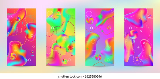 Trendy creative vector space gradient. A set of modern abstract covers. Creative fluid backgrounds from current forms to design a fashionable abstract cover, banner, poster, booklet.