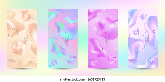 Trendy creative vector space gradient. A set of modern abstract covers. Creative fluid backgrounds from current forms to design a fashionable abstract cover, banner, poster, booklet.