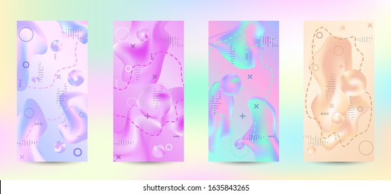 Trendy creative vector space gradient. A set of modern abstract covers. Rich design VIP. Future futuristic template with abstract current forms for banner design, poster, booklet, report, magazine.