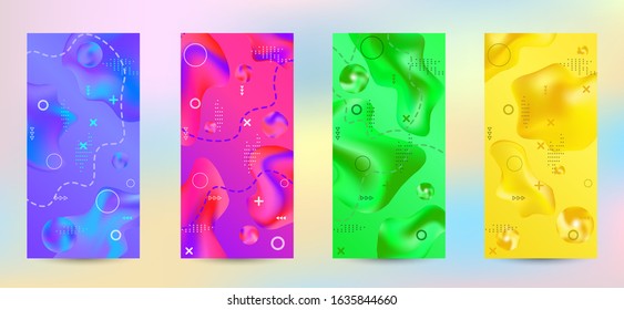 Trendy creative vector space gradient. A set of modern abstract covers. Rich design VIP. Future futuristic template with abstract current forms for banner design, poster, booklet, report, magazine.