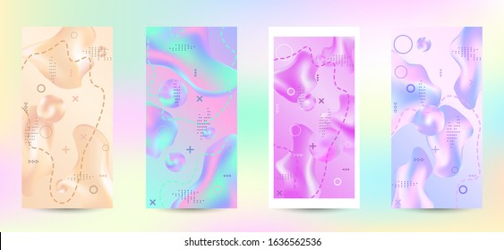 Trendy creative vector space gradient. A set of modern abstract covers. Rich design VIP. Future futuristic template with abstract current forms for banner design, poster, booklet, report, magazine.