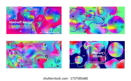 Trendy creative vector space gradient. A set of modern abstract covers. Creative fluid backgrounds from current forms to design a fashionable abstract cover, banner, poster, booklet.