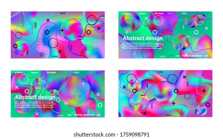 Trendy creative vector space gradient. A set of modern abstract covers. Creative fluid backgrounds from current forms to design a fashionable abstract cover, banner, poster, booklet.