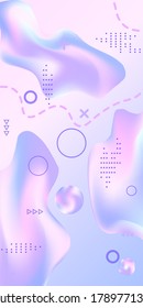 Trendy creative vector space gradient. Abstract vector cover.  A bright, smooth mesh is blurry with a futuristic pattern in delicate pink and purple colors.