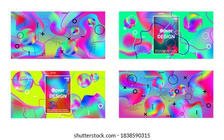 Trendy creative vector space gradient. A set of modern abstract covers. Creative fluid backgrounds from current forms to design a fashionable abstract cover, banner, poster, booklet.