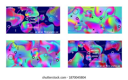 Trendy creative vector space gradient. A set of modern abstract covers. Creative fluid backgrounds from current forms to design a fashionable abstract cover, banner, poster, booklet.
