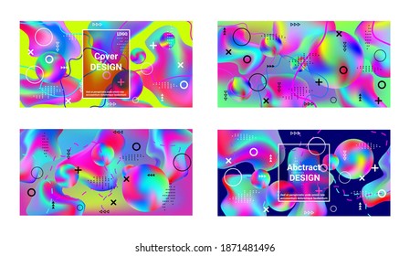 Trendy creative vector space gradient. A set of modern abstract covers. Creative fluid backgrounds from current forms to design a fashionable abstract cover, banner, poster, booklet.