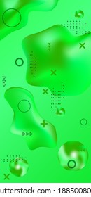 Trendy creative vector space gradient. Abstract vector cover.  A bright, smooth mesh is blurred with a futuristic green pattern.