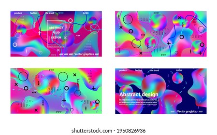 Trendy creative vector space gradient. A set of modern abstract covers. Creative fluid backgrounds from current forms to design a fashionable abstract cover, banner, poster, booklet.