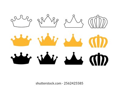 Trendy crown vector illustration sets for modern graphics, golden crown, crown collection, luxury, elegant, premium, majestic, decorative, crownlike, imagery, ornate, prestigious, affinity, beauty