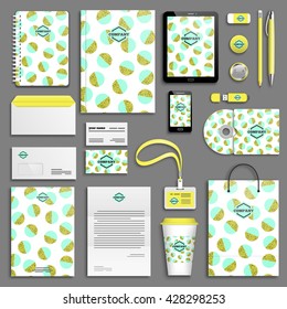 Trendy crporate identity template set. Business stationery mock-up with logo. Branding design. Colorful background.