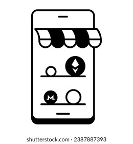 Icono lineal de moda para el comercio de criptografía