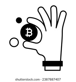 Icono lineal de moda para el comercio de criptografía