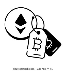 Icono lineal de moda para el comercio de criptografía