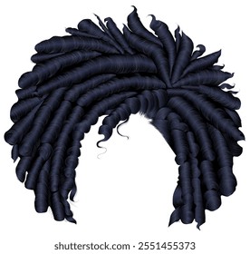 trendy curly  african black  hair  . realistic  3d . fashion beauty style .
