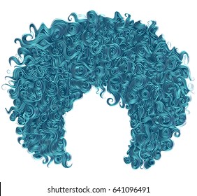  trendy curly blue hair  . realistic  3d . spherical 
hairstyle . fashion beauty style .