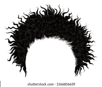 trendy curly disheveled african black  hair  . realistic  3d . fashion beauty style .unisex women  men