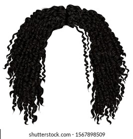 trendy curly disheveled african black  hair  . realistic  3d . fashion beauty style .unisex women  men