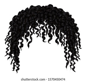 A trendy curly disheveled african black hair (afro). In realistic  3d a fashion beauty style. unisex women and men.