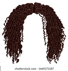 trendy curly disheveled african Brown hair  .
 realistic  3d . fashion beauty style .
unisex women  men.afro